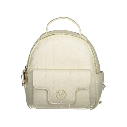 Mario Valentino White Polyethylene Backpack with Elegant Contrasts