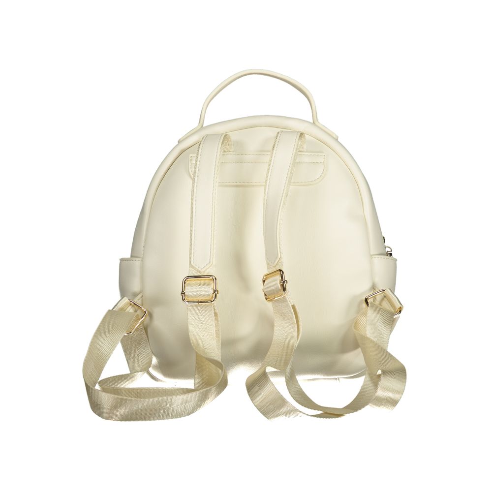 Mario Valentino White Polyethylene Backpack with Elegant Contrasts
