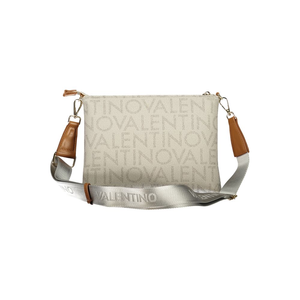 Mario Valentino Beige Leather-Finish Handbag with Adjustable Strap