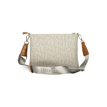 Mario Valentino Beige Leather-Finish Handbag with Adjustable Strap