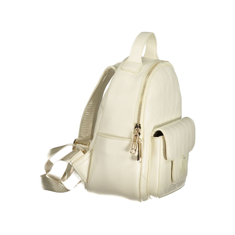 Mario Valentino White Polyethylene Backpack with Elegant Contrasts