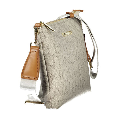 Mario Valentino Beige Leather-Finish Handbag with Adjustable Strap