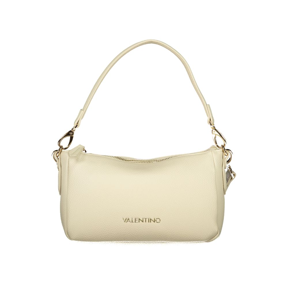 Mario Valentino Beige Leather-Finish Handbag with Adjustable Strap