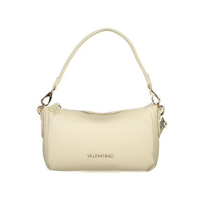 Mario Valentino Beige Leather-Finish Handbag with Adjustable Strap