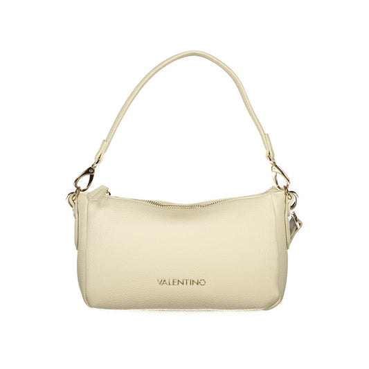 Mario Valentino Beige Leather-Finish Handbag with Adjustable Strap