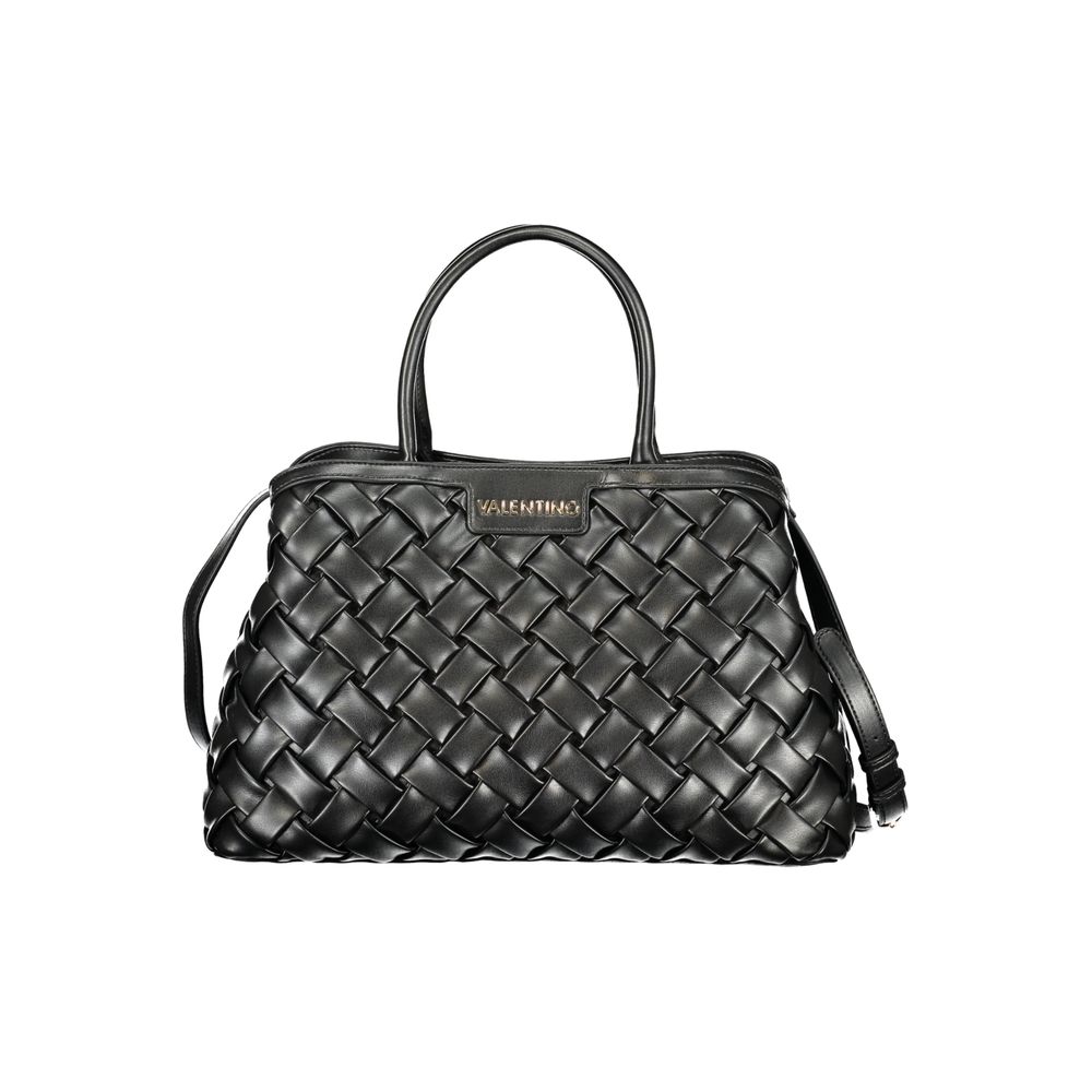 Mario Valentino Black Smooth Leather Handbag with Gold Hardware