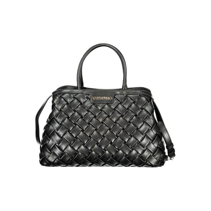 Mario Valentino Black Smooth Leather Handbag with Gold Hardware