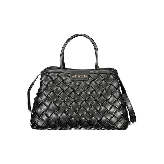 Mario Valentino Black Smooth Leather Handbag with Gold Hardware