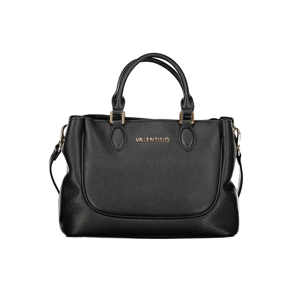 Mario Valentino Black Grained Leather Handbag with Dual Handles