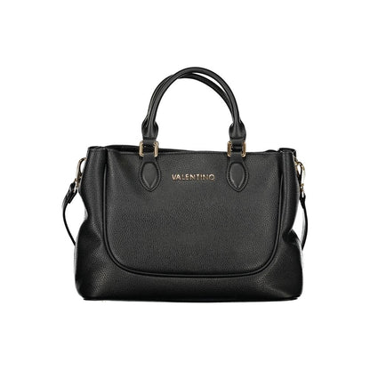 Mario Valentino Black Grained Leather Handbag with Dual Handles