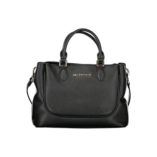 Mario Valentino Black Grained Leather Handbag with Dual Handles
