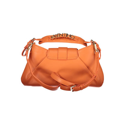 Mario Valentino Orange Leather-Finish Handbag with Adjustable Shoulder Strap