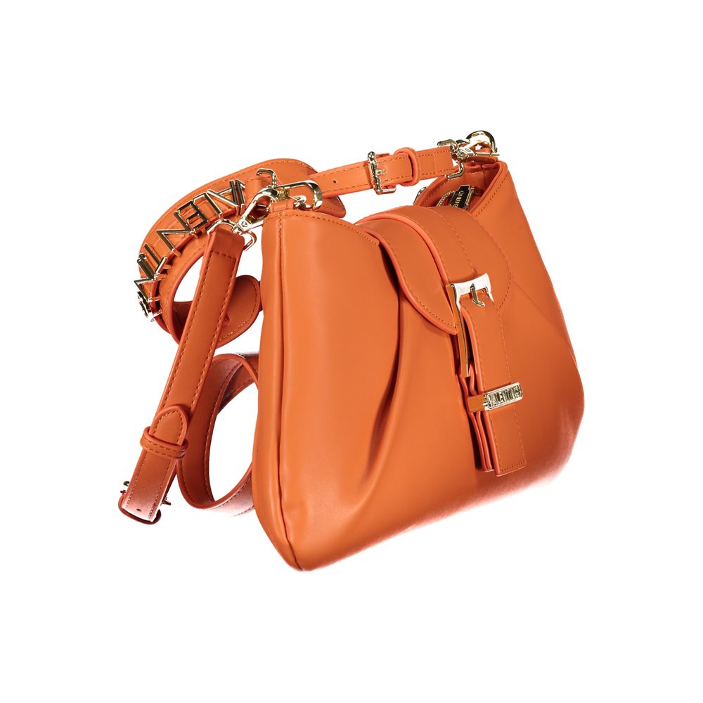Mario Valentino Orange Leather-Finish Handbag with Adjustable Shoulder Strap