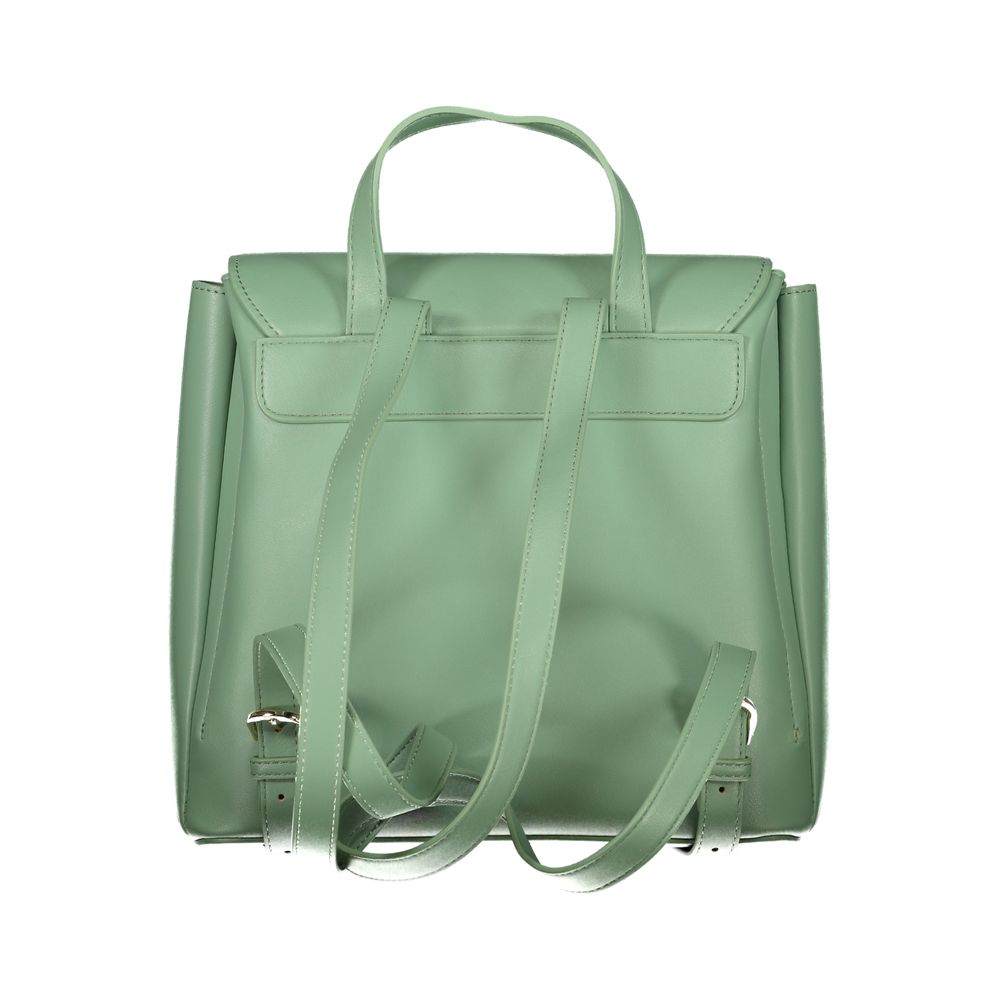 Mario Valentino Green Leather-Finish Backpack with Adjustable Straps