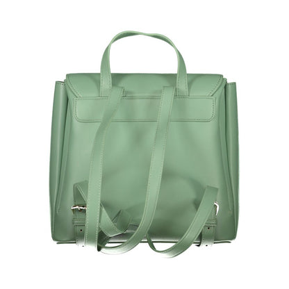 Mario Valentino Green Leather-Finish Backpack with Adjustable Straps