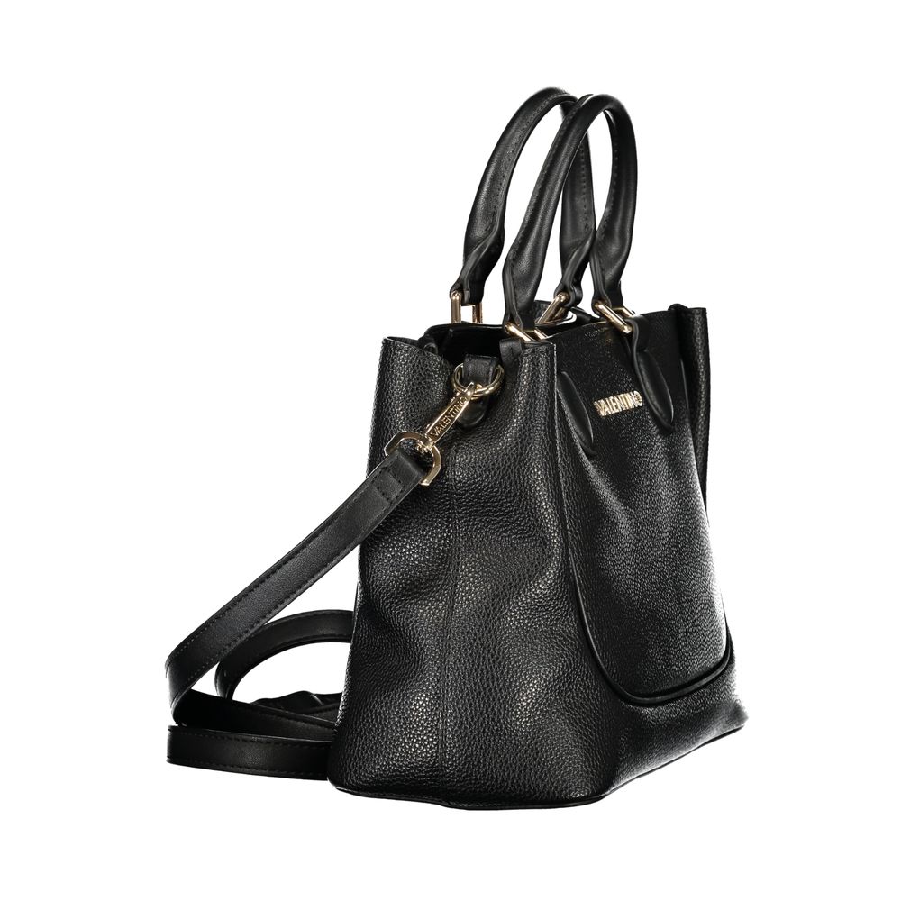 Mario Valentino Black Grained Leather Handbag with Dual Handles
