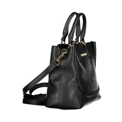 Mario Valentino Black Grained Leather Handbag with Dual Handles