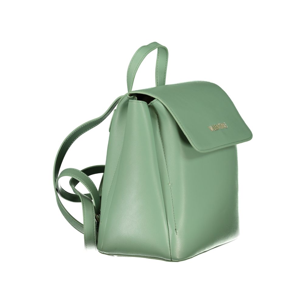 Mario Valentino Green Leather-Finish Backpack with Adjustable Straps