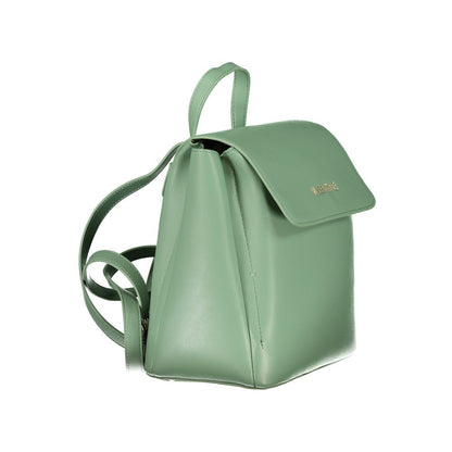 Mario Valentino Green Leather-Finish Backpack with Adjustable Straps