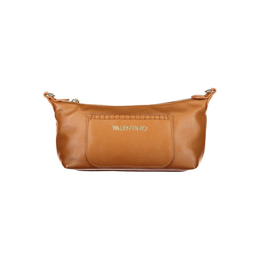 Mario Valentino Brown Leather-Finish Handbag with Removable Strap