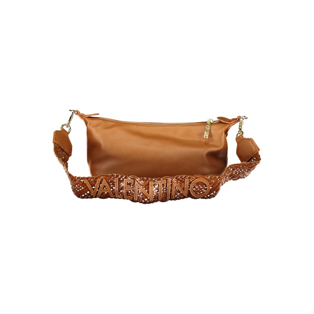 Mario Valentino Brown Leather-Finish Handbag with Removable Strap