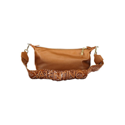 Mario Valentino Brown Leather-Finish Handbag with Removable Strap