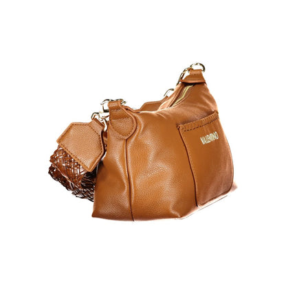 Mario Valentino Brown Leather-Finish Handbag with Removable Strap