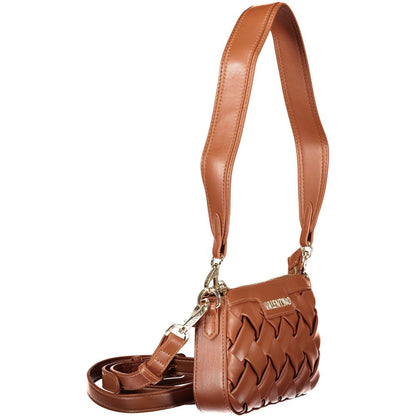 Mario Valentino Brown Leather-Finish Handbag with Gold Accents