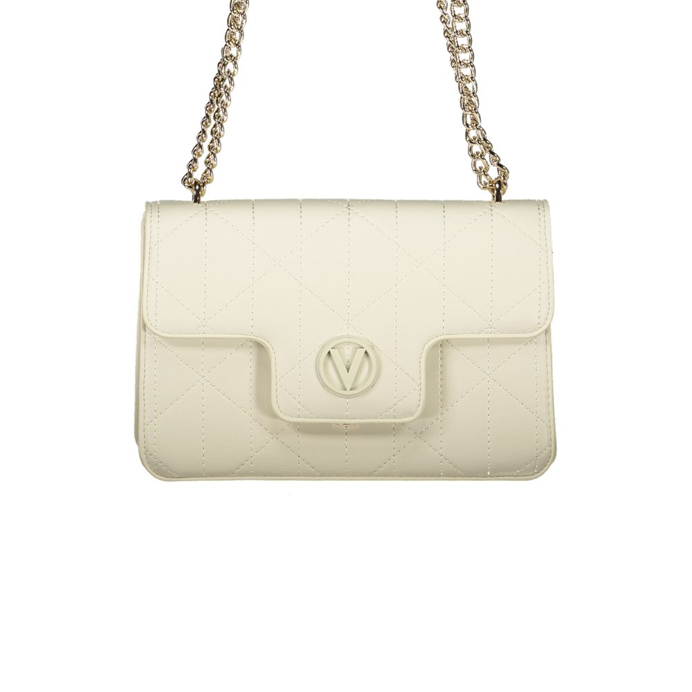 Mario Valentino White Leather-Finish Handbag with Chain Handles