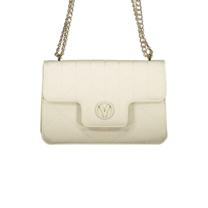 Mario Valentino White Leather-Finish Handbag with Chain Handles