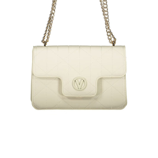 Mario Valentino White Leather-Finish Handbag with Chain Handles