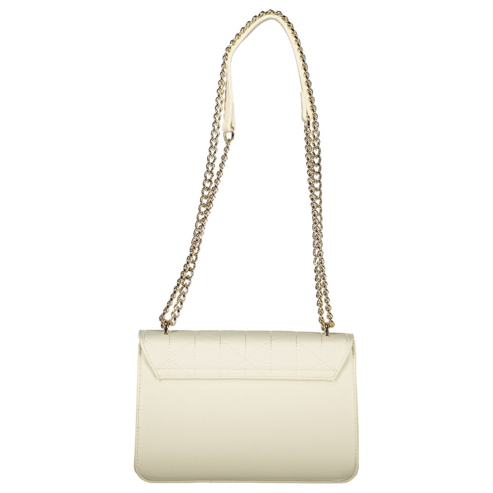 Mario Valentino White Leather-Finish Handbag with Chain Handles