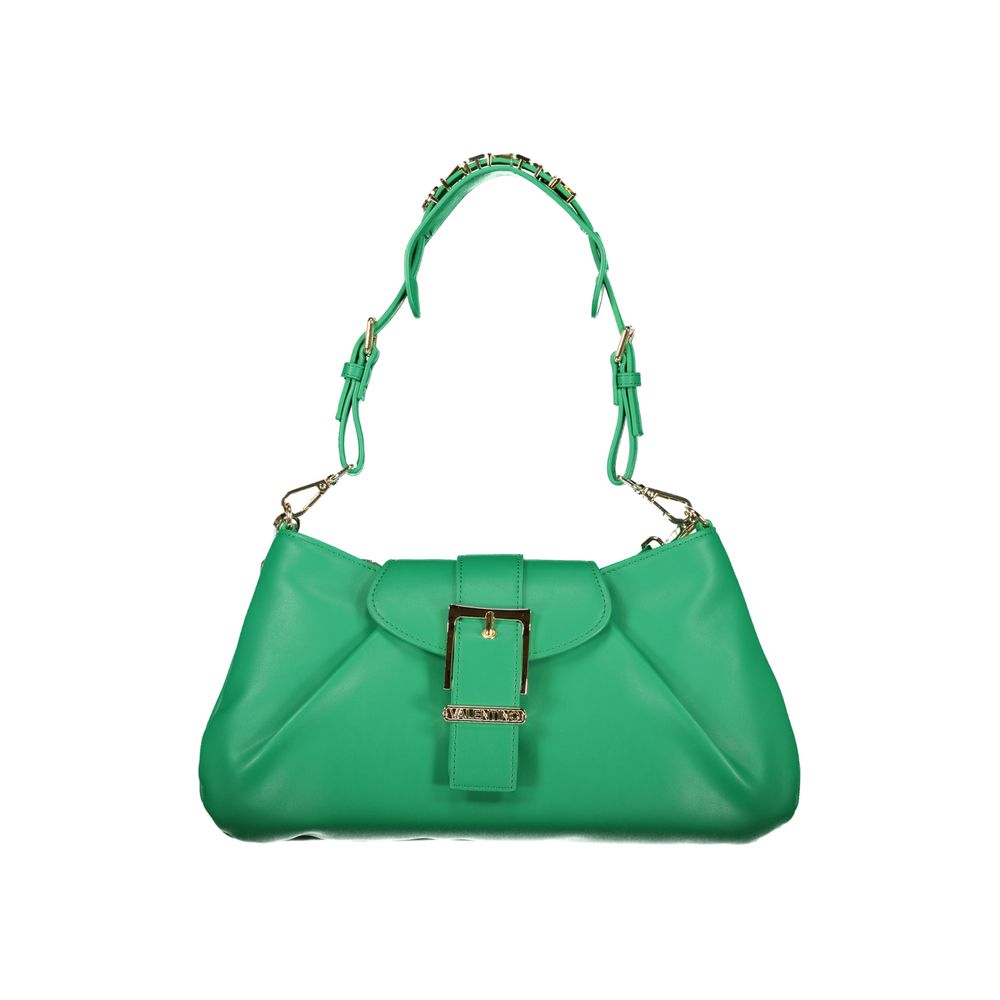 Mario Valentino Green Leather-Finish Handbag with Removable Shoulder Strap