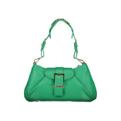 Mario Valentino Green Leather-Finish Handbag with Removable Shoulder Strap