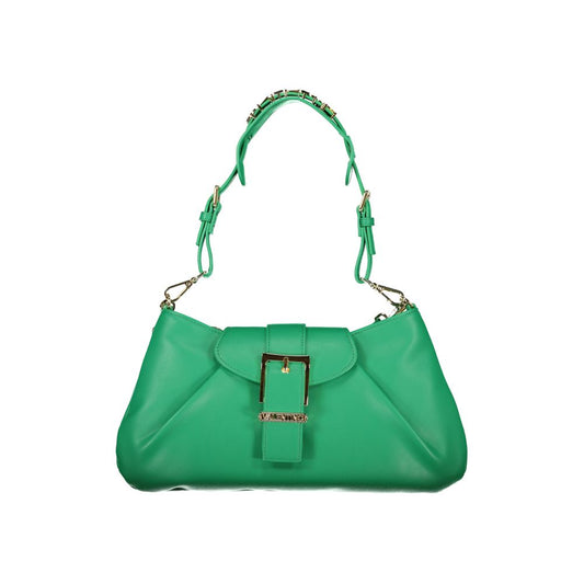 Mario Valentino Green Leather-Finish Handbag with Removable Shoulder Strap
