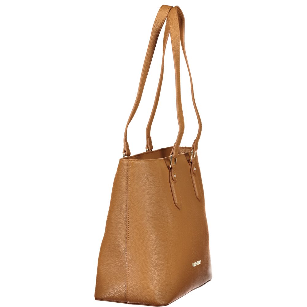 Mario Valentino Brown Leather-Finish Handbag with Logo Detail