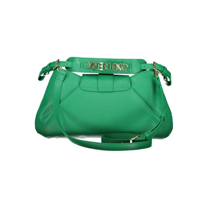 Mario Valentino Green Leather-Finish Handbag with Removable Shoulder Strap