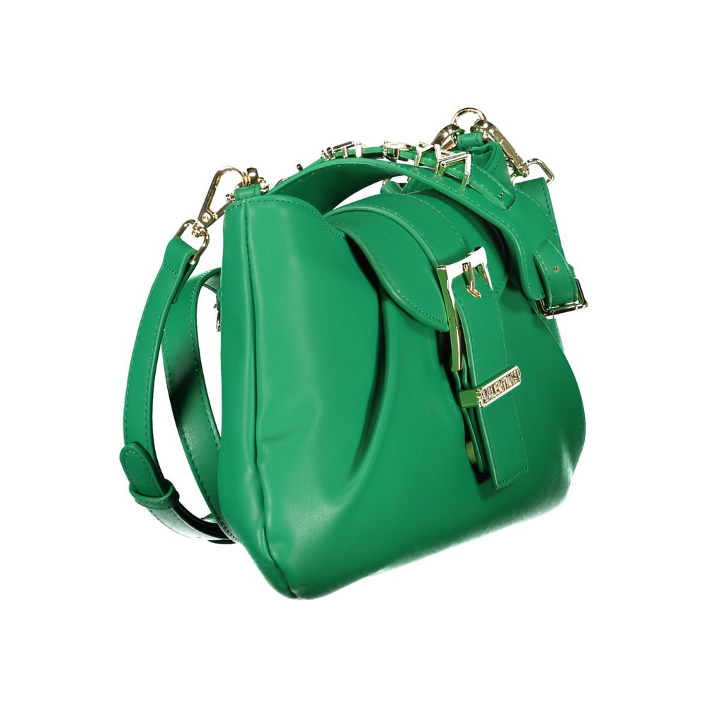 Mario Valentino Green Leather-Finish Handbag with Removable Shoulder Strap