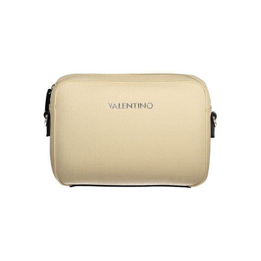 Mario Valentino Beige Leather-Finish Double Shoulder Bag with Logo