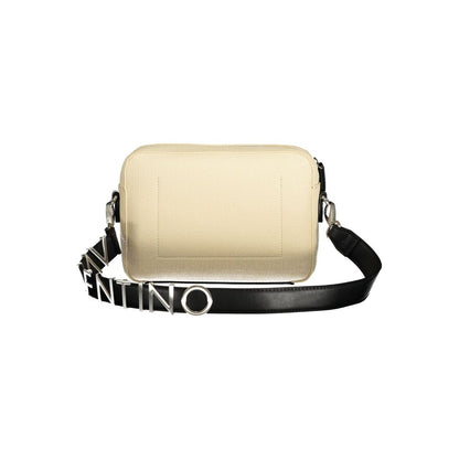 Mario Valentino Beige Leather-Finish Double Shoulder Bag with Logo
