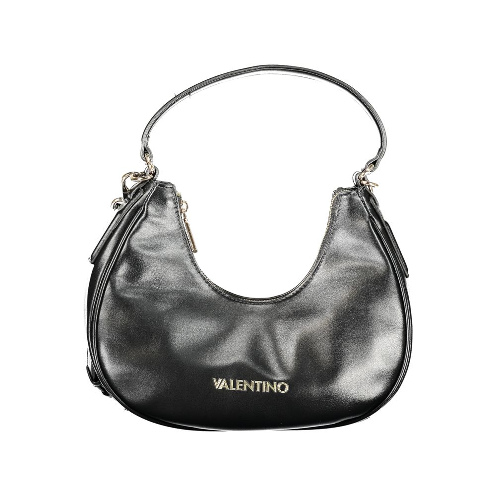 Mario Valentino Black Leather Shoulder Bag with Removable Strap