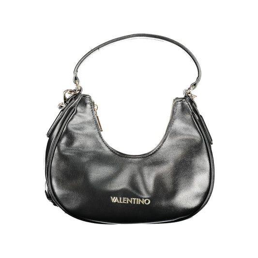 Mario Valentino Black Leather Shoulder Bag with Removable Strap