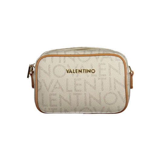Mario Valentino Beige Leather-Finish Handbag with Adjustable Strap