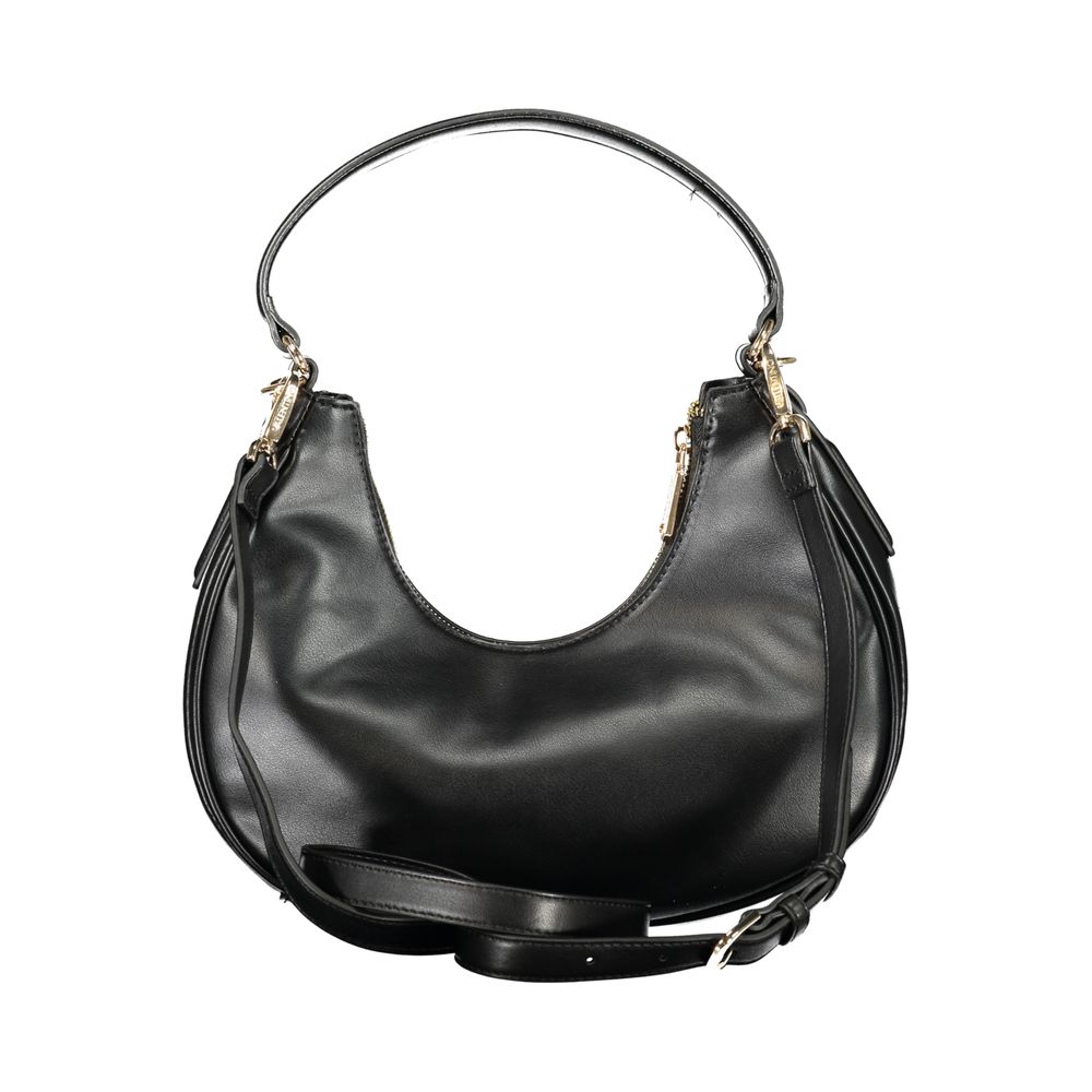 Mario Valentino Black Leather Shoulder Bag with Removable Strap