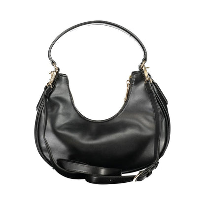 Mario Valentino Black Leather Shoulder Bag with Removable Strap