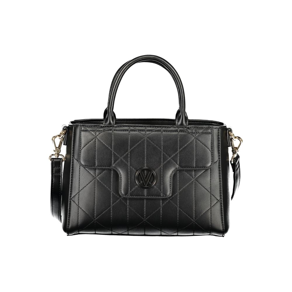 Mario Valentino Black Leather Handbag with Adjustable Strap