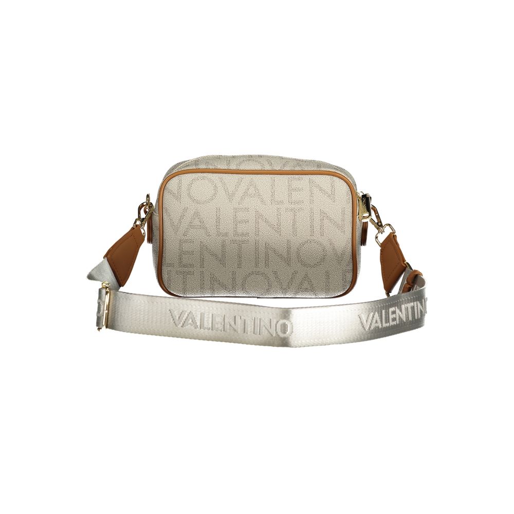 Mario Valentino Beige Leather-Finish Handbag with Adjustable Strap