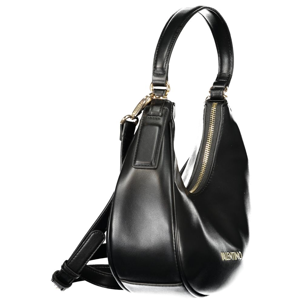 Mario Valentino Black Leather Shoulder Bag with Removable Strap