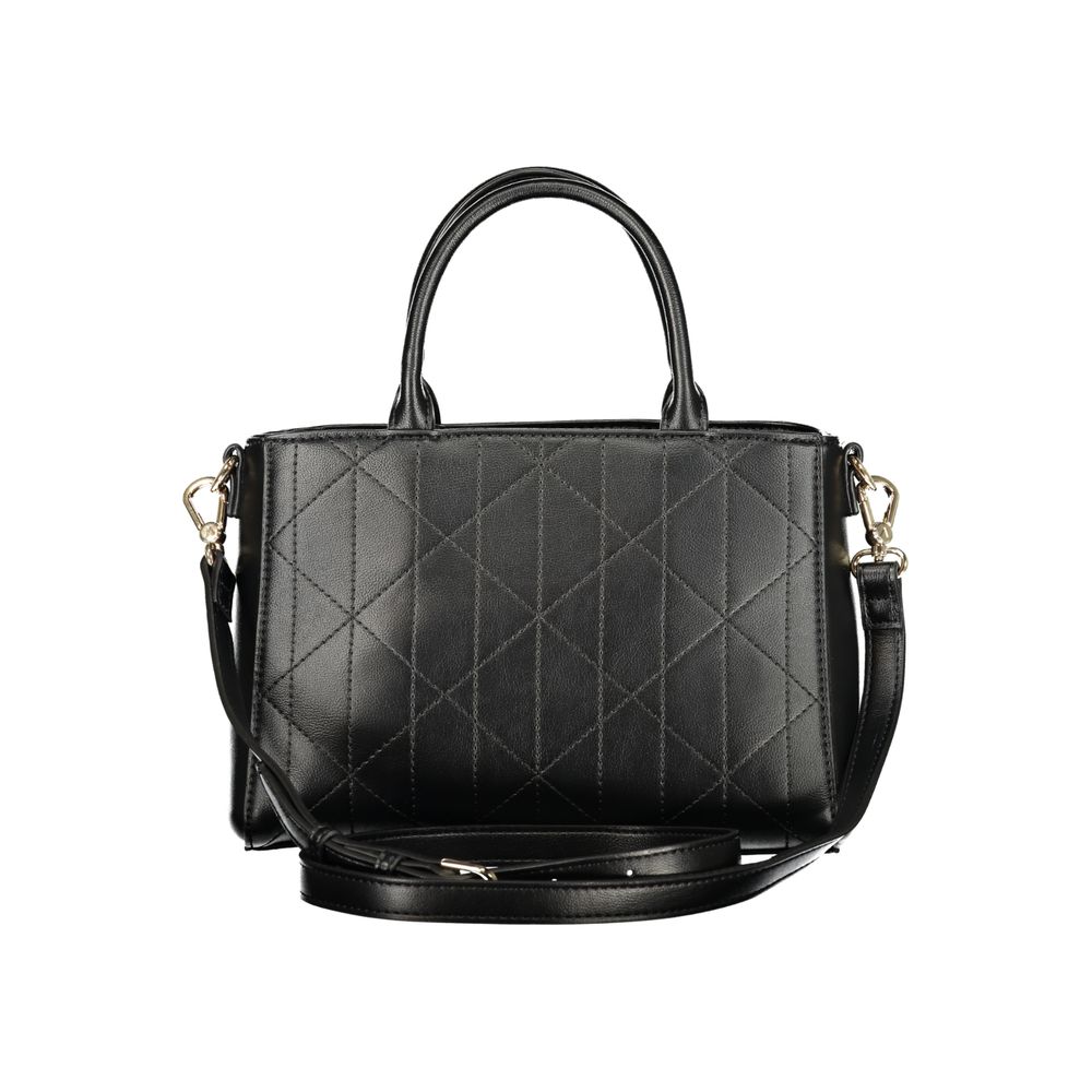 Mario Valentino Black Leather Handbag with Adjustable Strap