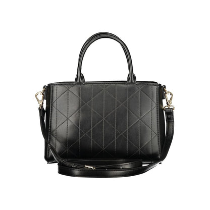 Mario Valentino Black Leather Handbag with Adjustable Strap